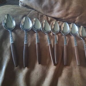 EKCO EKS5 CANOE MUFFIN Danish Modern Set of 8  Teaspoons 6 5/8"